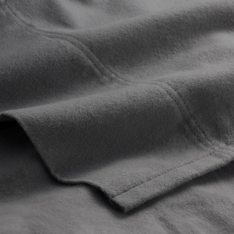 100% Cotton Flannel Sheet Set, Gray, Full XL Sheet Set with 2 Pillowcases