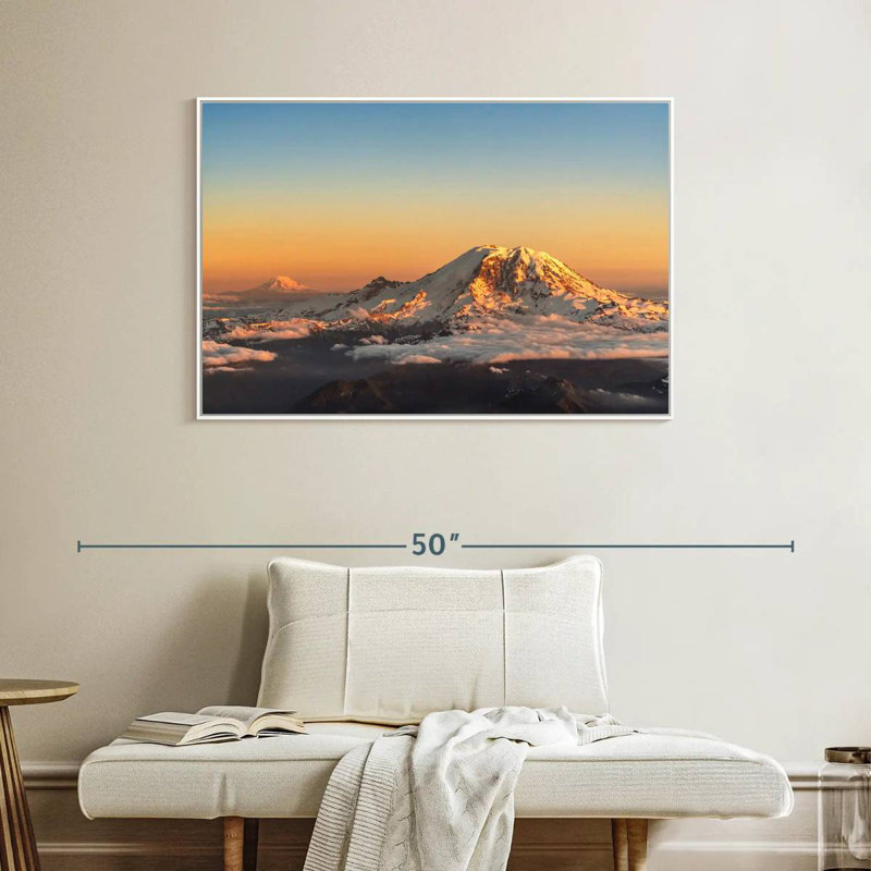 Winter Cascade Range, Floating Frame White, 40" X 27"