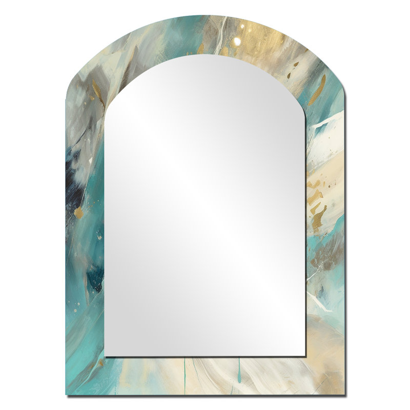 Turquoise Serendipity, peinture abstraite II - miroir mural moderne sarcelle, 34 po x 25 po