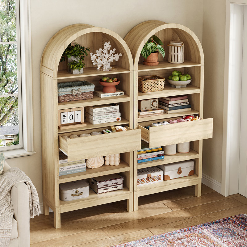 71.2" H Farmhouse Bookcase With Drawer And 5-tier Open Shelves 