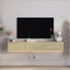 Meuble télé flottant, meuble télé mural avec lumières DEL et prise de courant, meuble télé ultrabrillant pour meuble télé en bois de salon