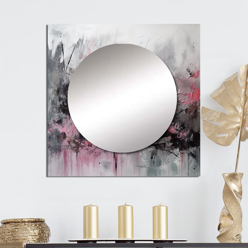 Elverda - Grand miroir mural carré géométrique moderne pour chambre à coucher, 29 po x 29 po