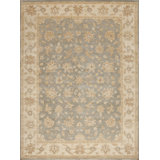 Notting Hill Hand Knotted Wool Area Rug in Light Blue/Beige