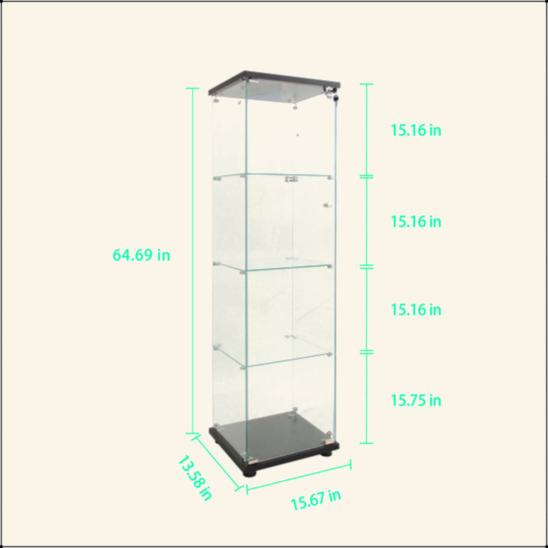 Tempered Glass Display Cabinet,Wine Cabinet,Storage Cabinet,File Cabinet,With  Battery-Powered Paipai  Light,Adjustable Floor Feet,Suitable For Uneven Ground,Can Be Placed Anywhere