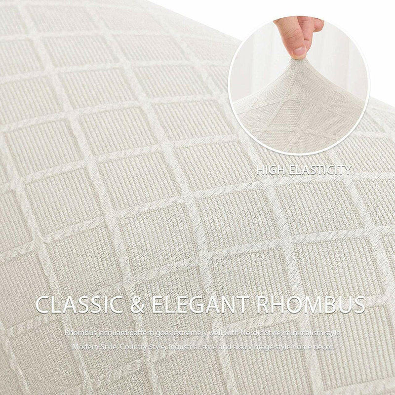 Housse pour canapé à coussins carrés ultra doux Rhombus, Blanc ivoire, H 41 po x l 70 po x P 42 po