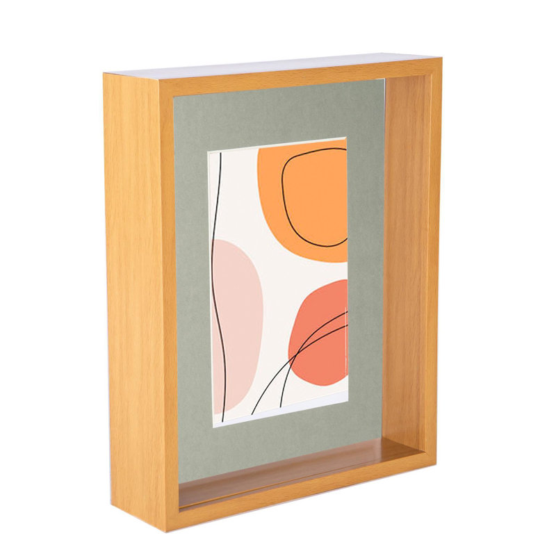 Shadow Box Picture Frame, 13cm x 18cm, Light Wood/Grey