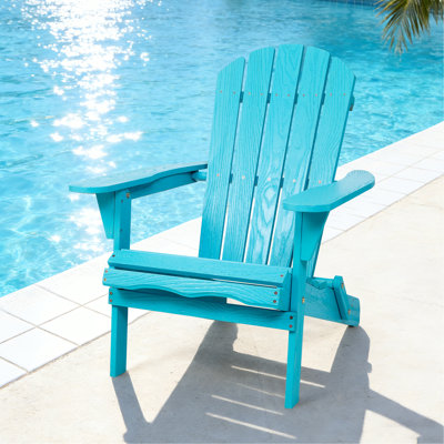 Chaise pliante turquoise, en bois massif avec grain, pré-assemblée, parfaite pour la cour, le porche et la terrasse de la piscine, assise élégante et confortable