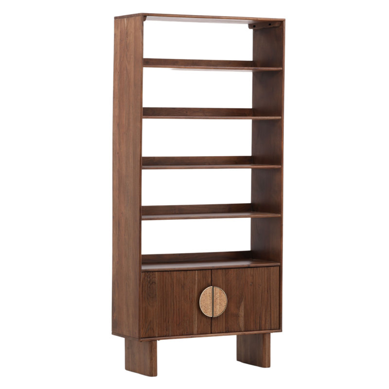 Silvie 5-Tier Acacia Bookcase, Walnut