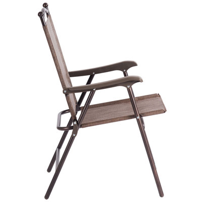 Set Of 2 Patio Folding Sling Back Camping Deck Chairs
