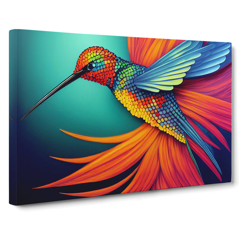 Exotic Hummingbird Abstract - Wrapped Canvas, 35cm H x 50cm W x 3cm D