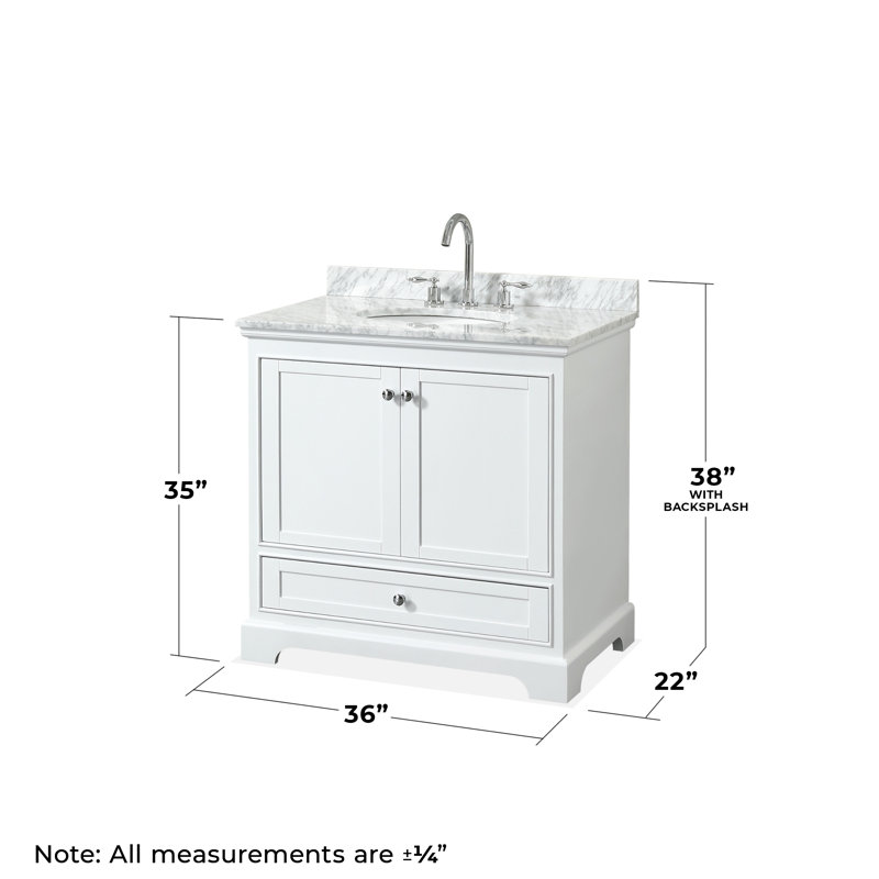 Ensemble de meuble-lavabo simple 36 po Deborah, Blanc, Chrome poli