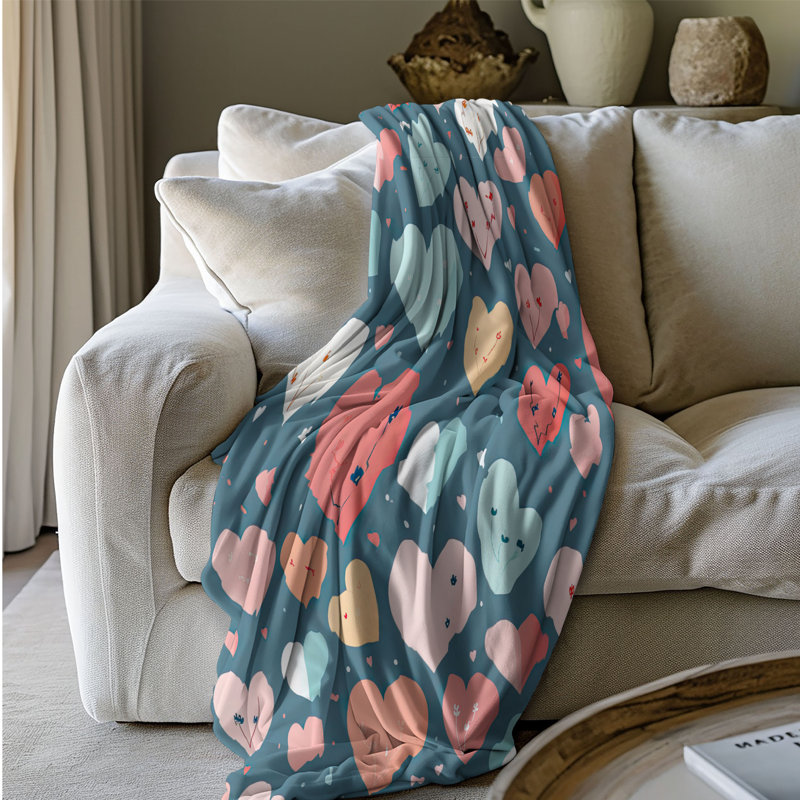Jeté Soft Heart Harmony - 1 pièce Sherpa Premiume, L 60 po x L 80 po
