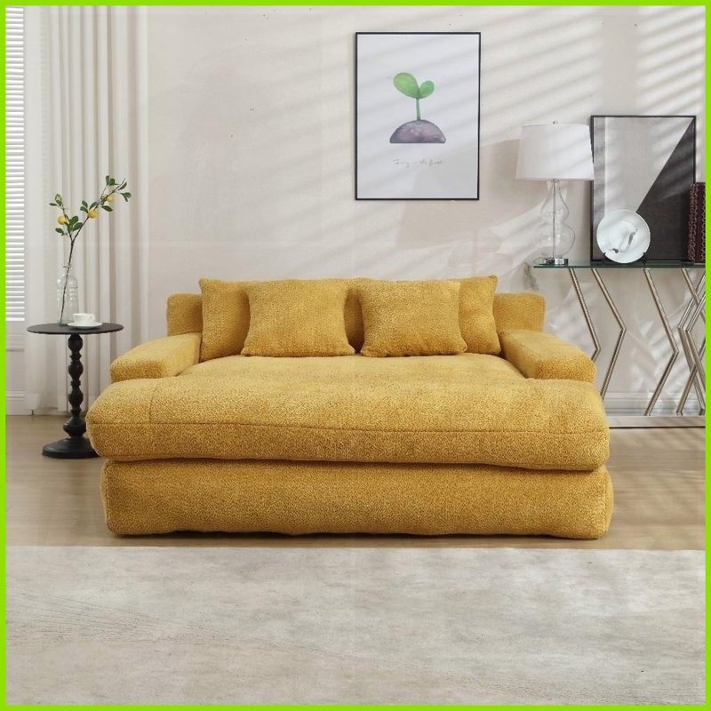 Canapé paresseux à 2 places avec 5 coussins de dossier COOLMORE Chenille, Blanc