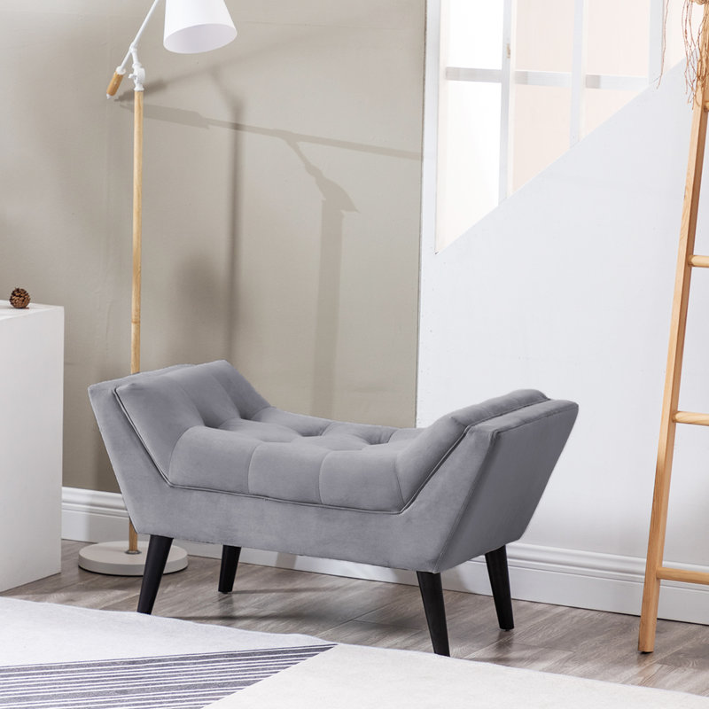 Banc rembourré Hannum, Gris foncé, H 20 po x l 37 po x P 16 po