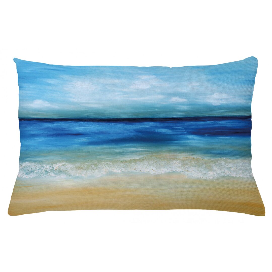 Kissenbezug, Tropical Sandy Beach, Kunst, Marineblau Hellbraun