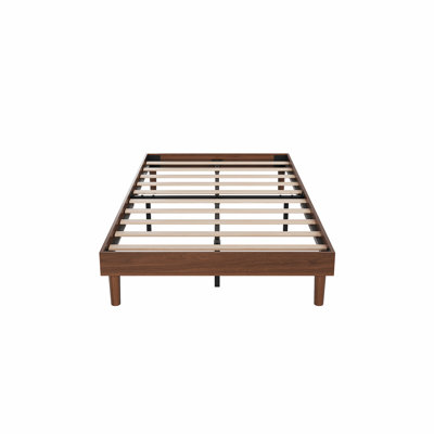 Lit plateforme en bois pour lit simple avec sommier à lattes, traverses de soutien renforcées, sans sommier tapissier, marron