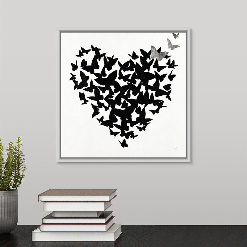 «Hearts in Flight III», impression sur toile, Cadre flottant blanc, H 13,7 po x l 13,7 po x p 1,75 po