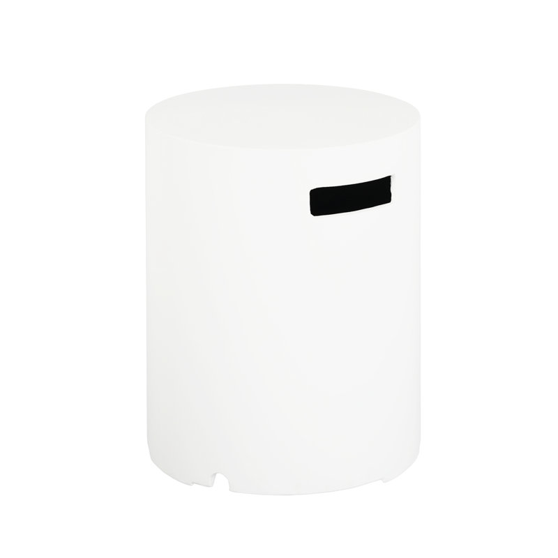 Porte-réservoir blanc de 16 po x 20 po, table d'appoint ronde polyvalente, table fonctionnelle avec structure légère et structure en béton