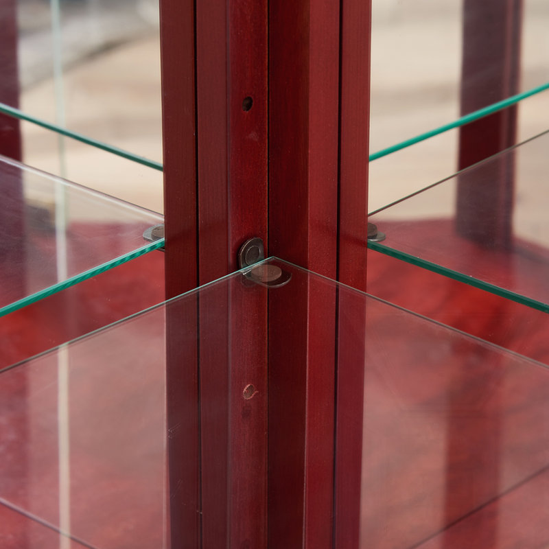 Vitrine de coin vitrée éclairée, Rouge, Non