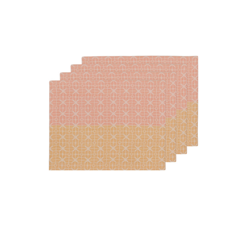 Handloom Jacquard Collection Table Placemat 14x18 Inch, Gray;Green
