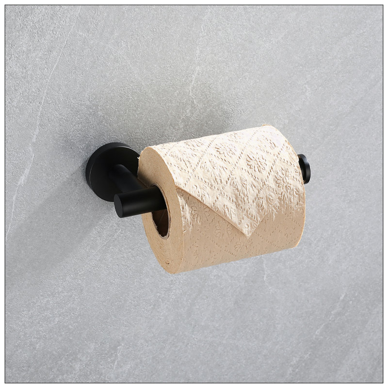 Matte Black Metal Bathroom Hardware Accessories Set, 5 Pieces