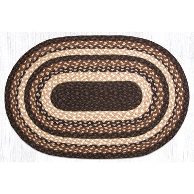 Earth Rugs Mocha/Frappuccino Oval Braided Rug Handwoven Jute