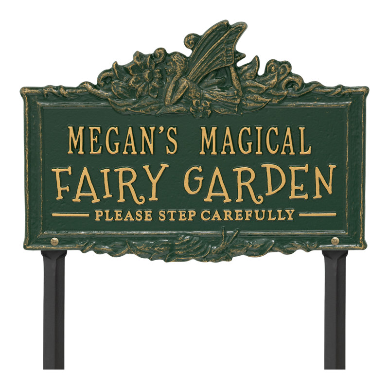 My Fairy Garden Personalized Lawn Plaque, Green/Gold, Yes