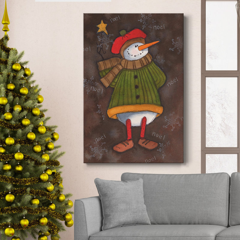 " Snowman French Noel " Painting Print, 27" H x 18" W x 1" D