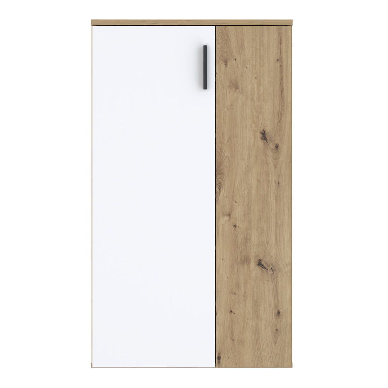 Shoe Storage Cabinet, White/Oak Wood