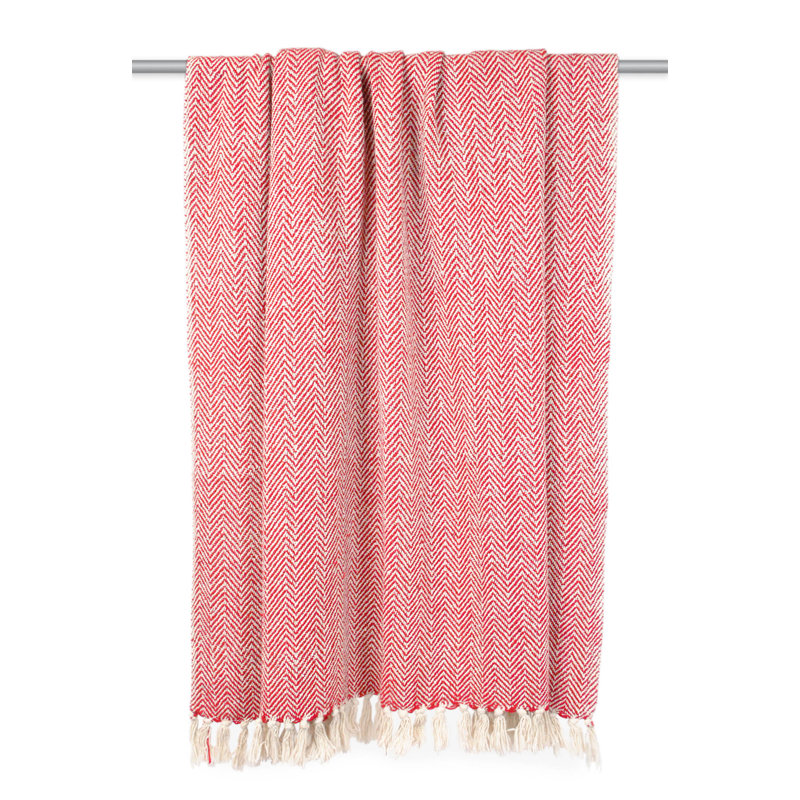 Tango Red Chevron Cotton Handloom Throw Blanket