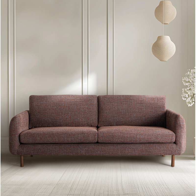 Leno 86'' Upholstered Sofa, Caramel Performance Chenille