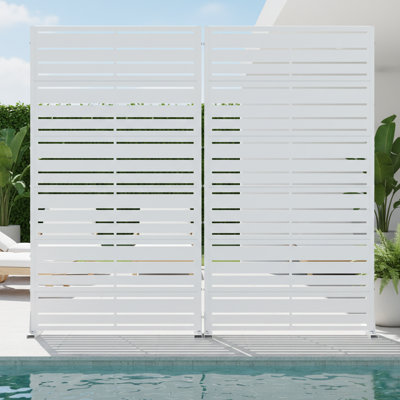 Privacy Metal Screen Fence Panel Horizontal Stripe Pattern