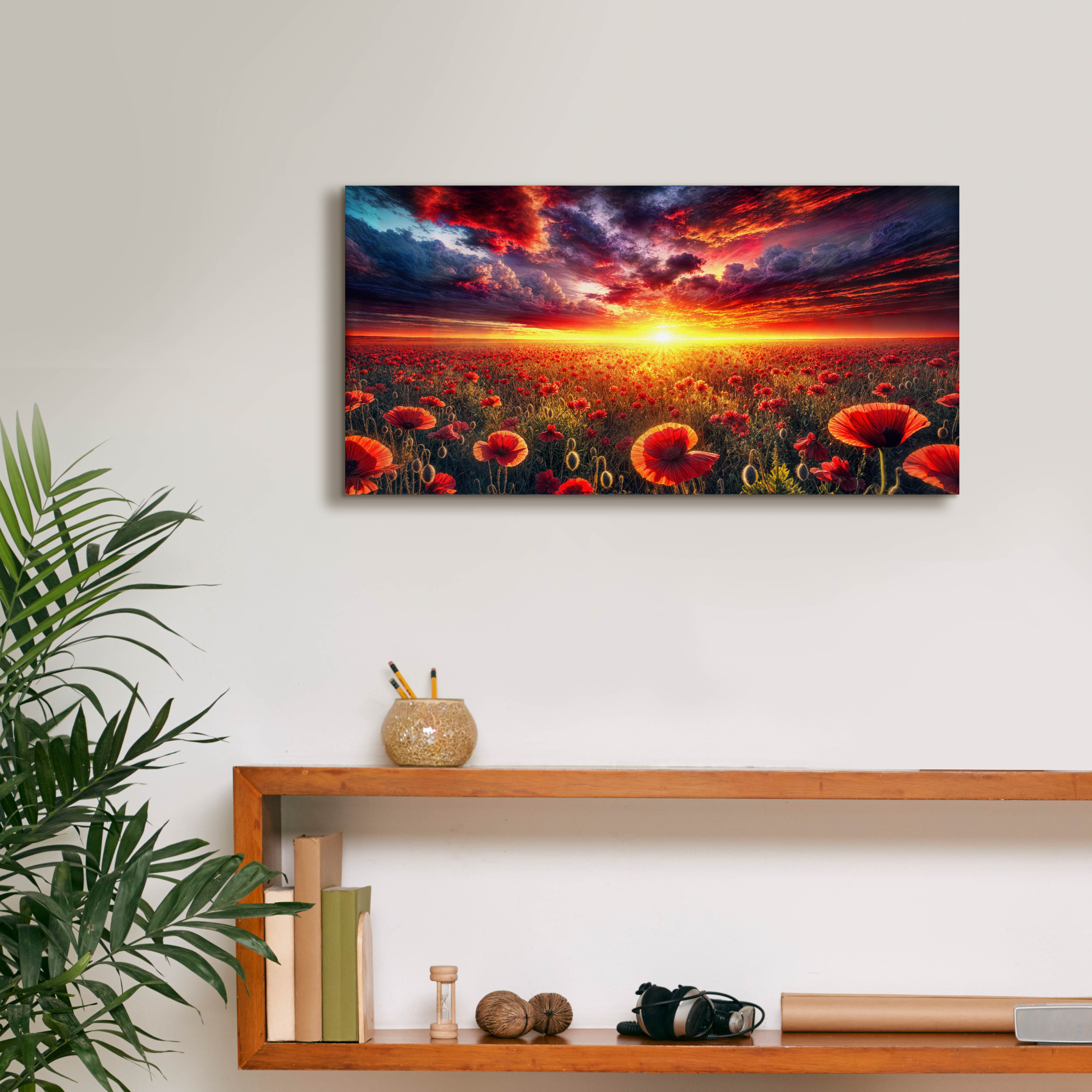 Red Barrel Studio® 'Poppy Field Sunrise' by Rey Klimt Canvas Wall Art ...