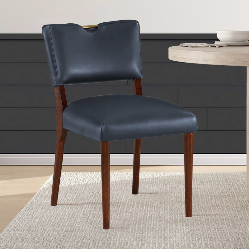 Chaise de salle à manger en similicuir bleu minuit - ensemble de 2