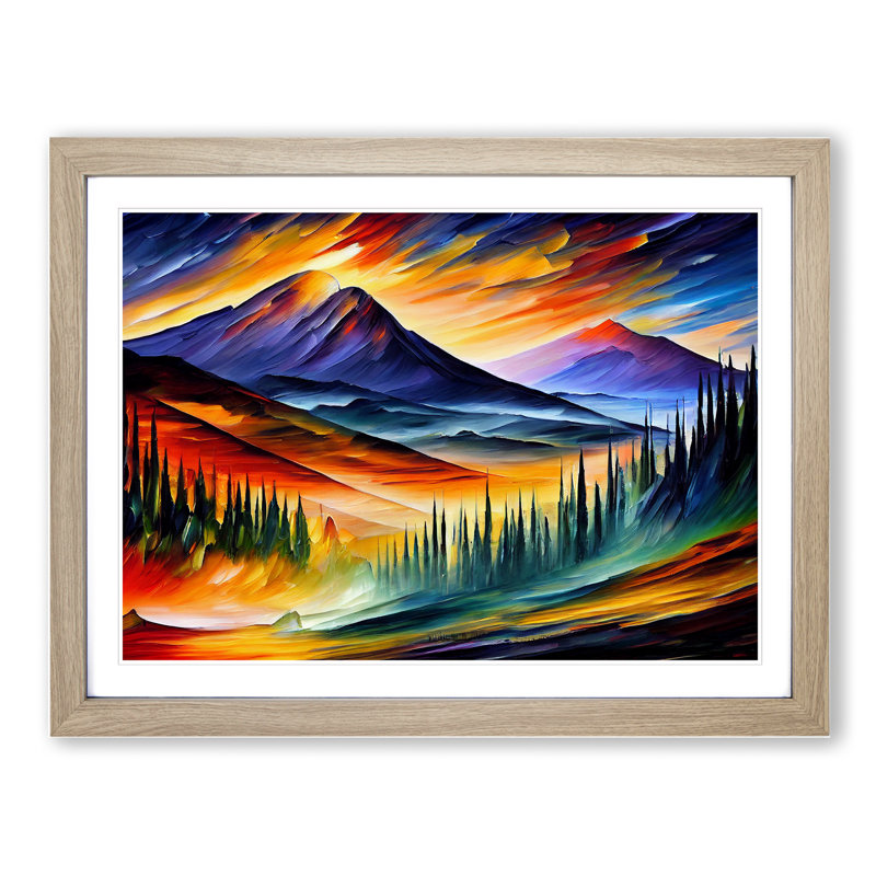Mountain View Vol.6 Abstract - Framed Print, 34cm H x 46cm W x 2cm D, Oak Framed