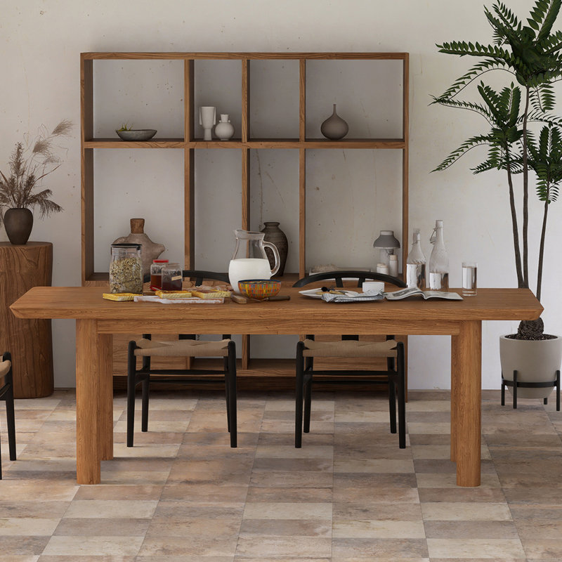 Sleek Modern Minimalist Solid Wood Dining Table Solid Wood Dining Table, Brown