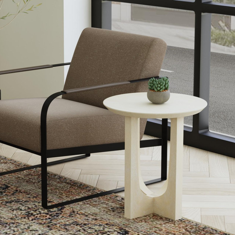 Beige Mango Wood Reverse Arch Side Table