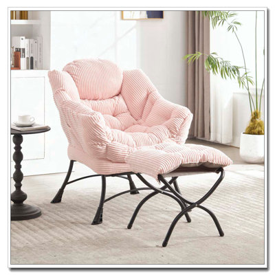 Chaise paresseuse en tissu avec repose-pieds Flannelette