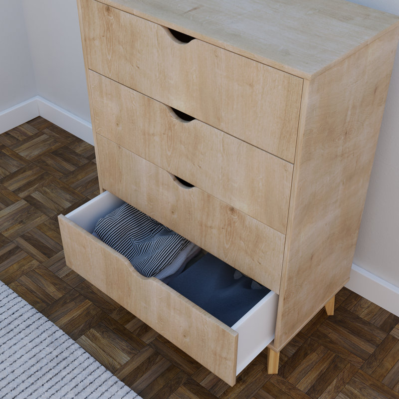 Jasmond 30'' W 4 - Drawer Dresser, Natural Wood