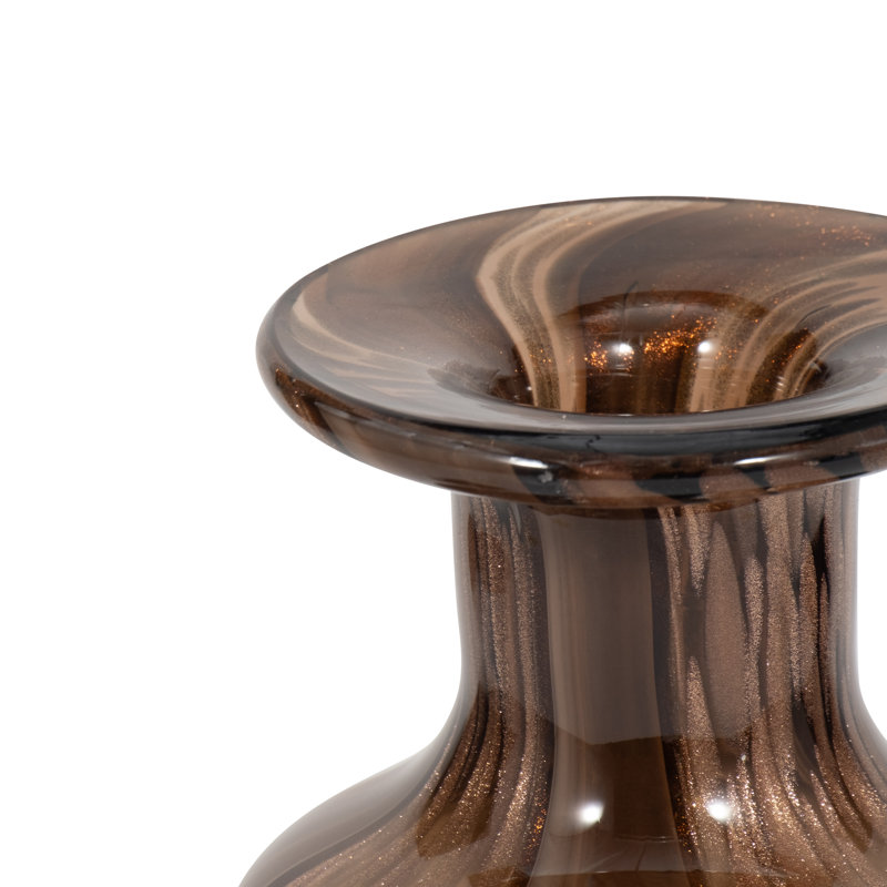 Decorative Frosted Glass Bottle Vase with Removable Top for Home Decor – Modern Vintage Flower Vases for Entryway, Living Room and Table Decor – Brown