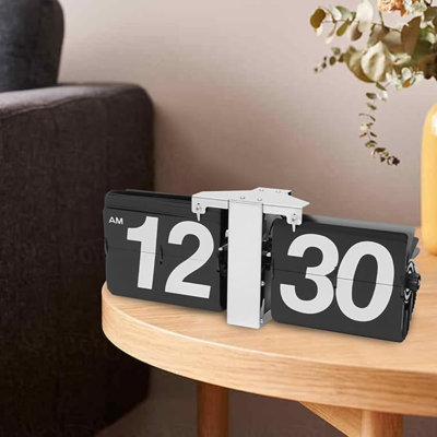 Wall And Tabletop Flip Clock, Battery Operated Digital Display, Battery Powered Flip Desk Clock For Home, Bedrooms, Office Décor, 14In