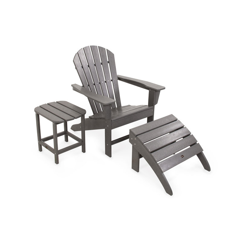 POLYWOOD South Beach Adirondack 3-Piece Set, Slate Gray