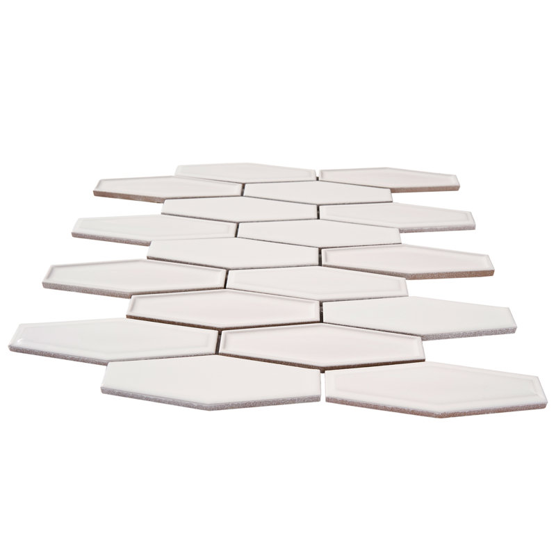 1.5" x 4.9" Porcelain Honeycomb Mosaic Floor Use Tile, White