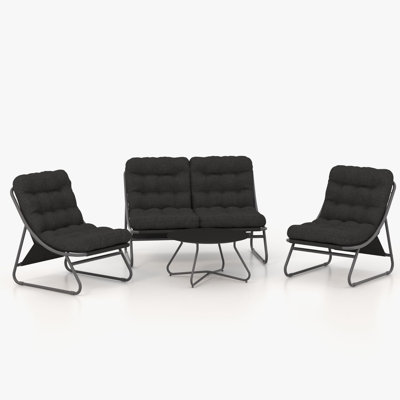 Ensemble de conversation d'extérieur pour 4 personnes avec coussins Joncarlo