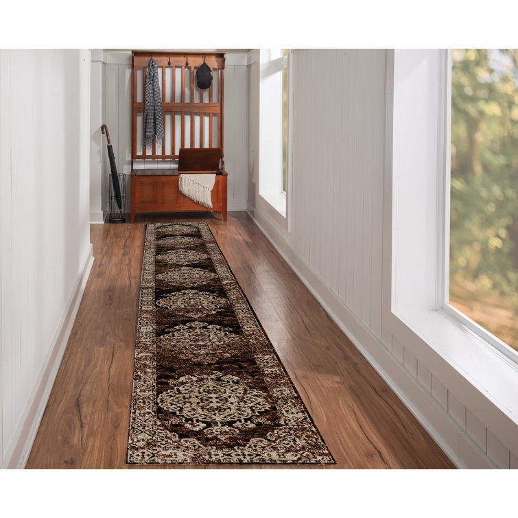 Shelbina Oriental Medallion Brown Soft Low Pile Area Rug