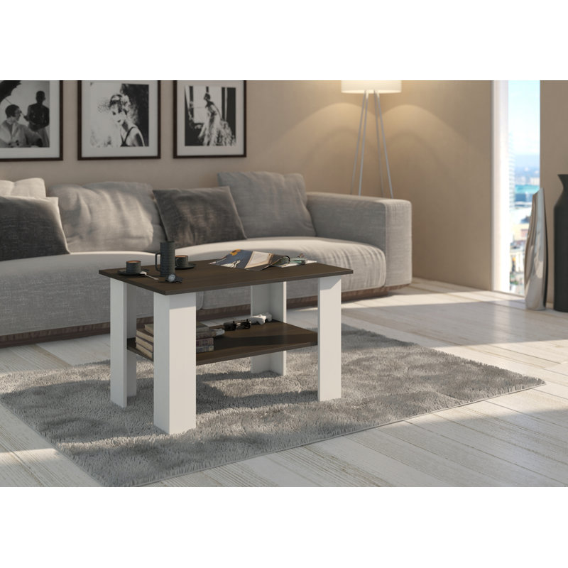 Ricquel Coffee Table with Storage, Antique bronze, Highgloss sand grey