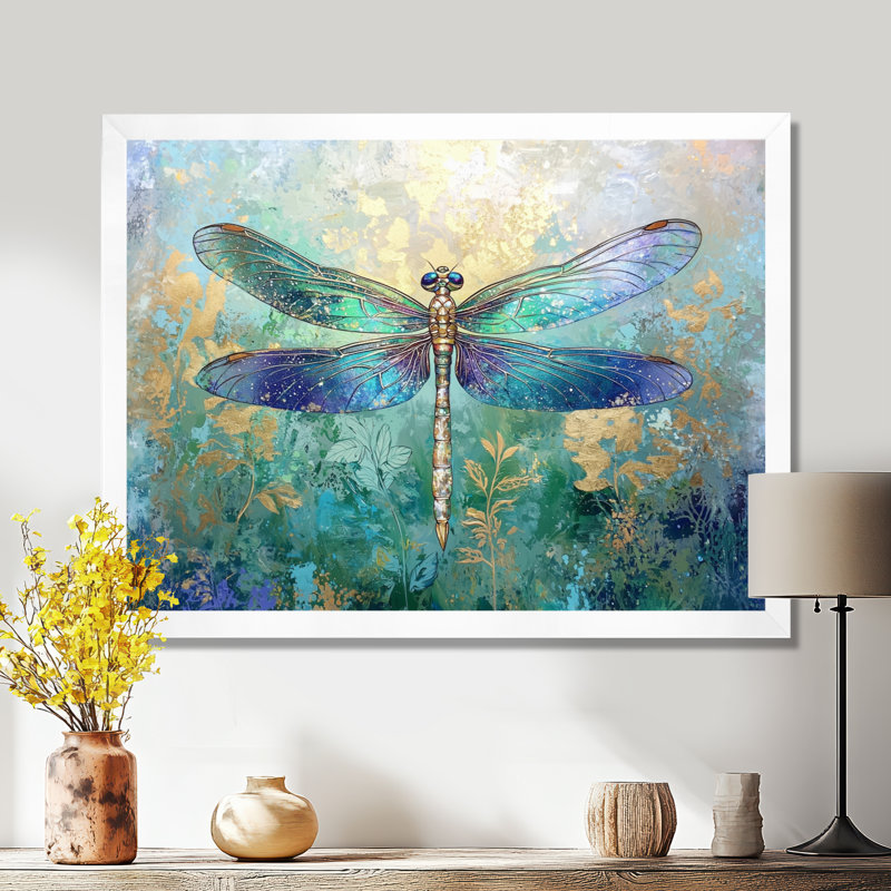 Libellules, ailes iridescentes I - impression murale libellule, H 16 po x l 32 po, Blanc