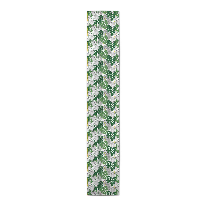 Chemin de table à feuilles monstera Mirando, 72 po x 16 po