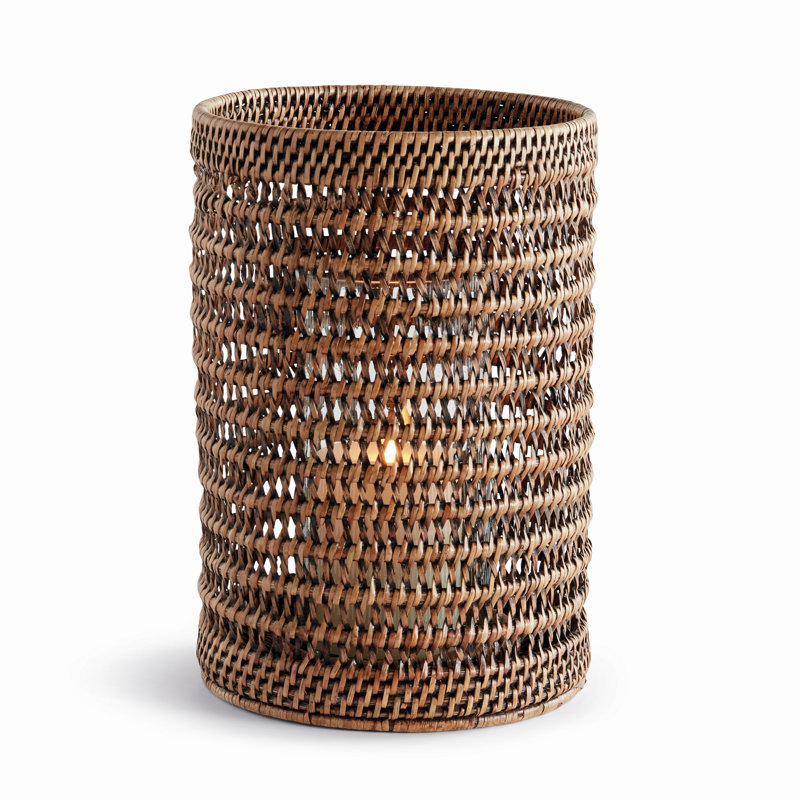 BURMA RATTAN HURRICANE SMALL, 12.60" H x 8.66" W x 8.66" D, Brown