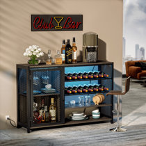  Tribesigns Smart Led Bar Table, 3-Tier Liquor Bar Unit with RGB  Lights, Wine Glasses Holder and Storage Shelves, Alcohol Bar Cabinet with  Mesh & Footrest Mini Bar Buffet Sideboard for Home